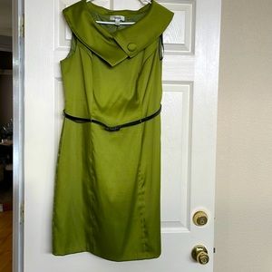 Beautiful, shiny, olive green dress. Worn but great condition!!